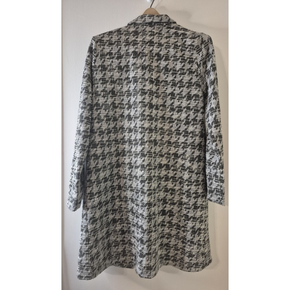 Women's L Tweed Houndstooth Longline Blazer Coatigan Dark Academia Quiet Luxury - Picture 3 of 8